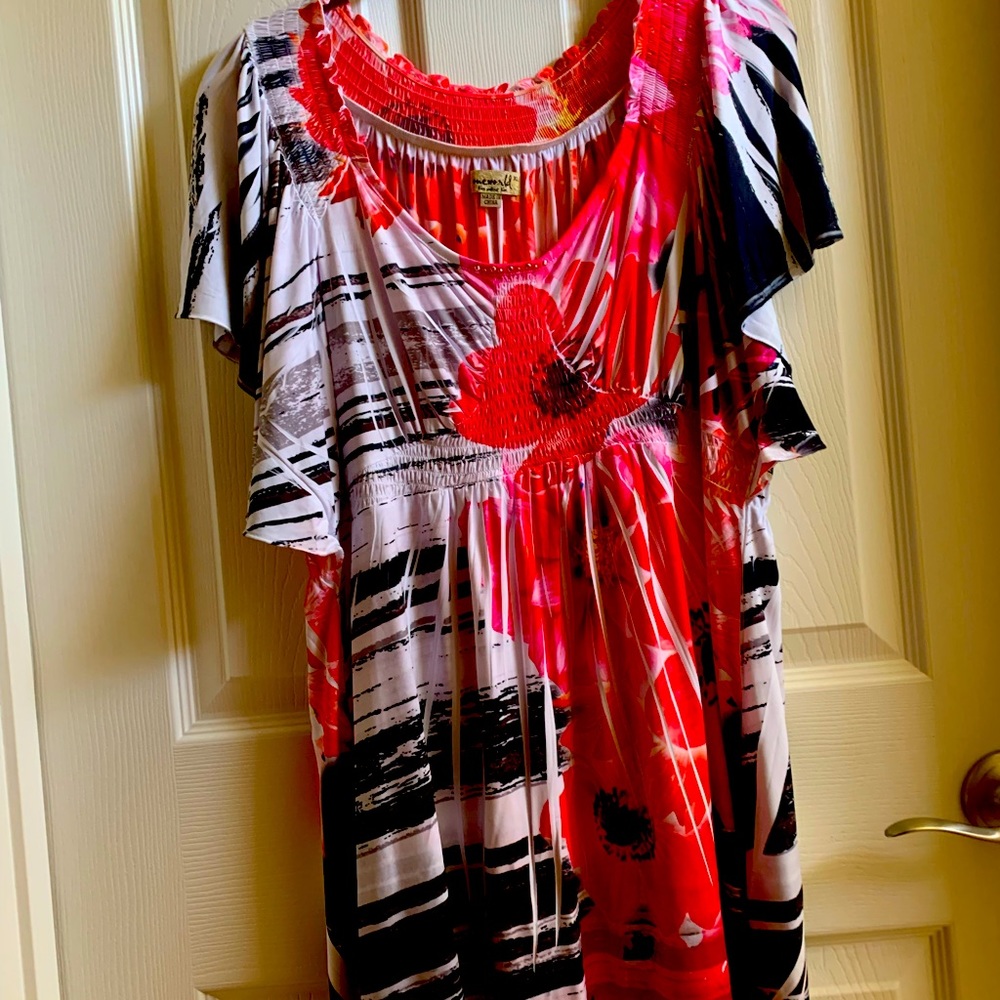 Woman’s blouse vibrant colors.